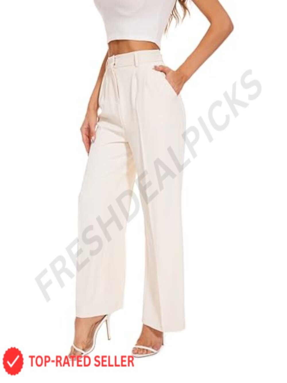 High Waist Wide Leg Dress Pants Pleated Business Casual Trousers